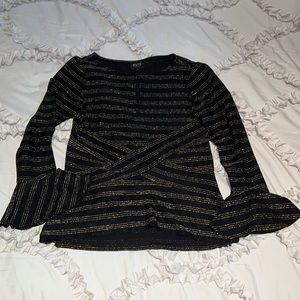 Gold and Black bell sleeve top